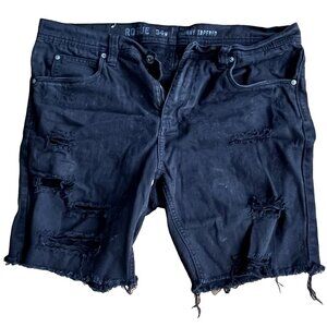 Rogue Mens Torn Jean Shorts (Black)